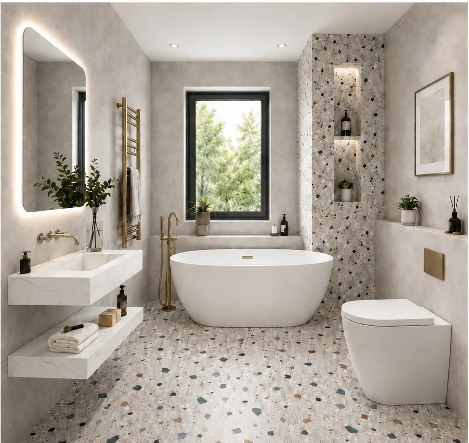 Terrazzo bathroom design concept