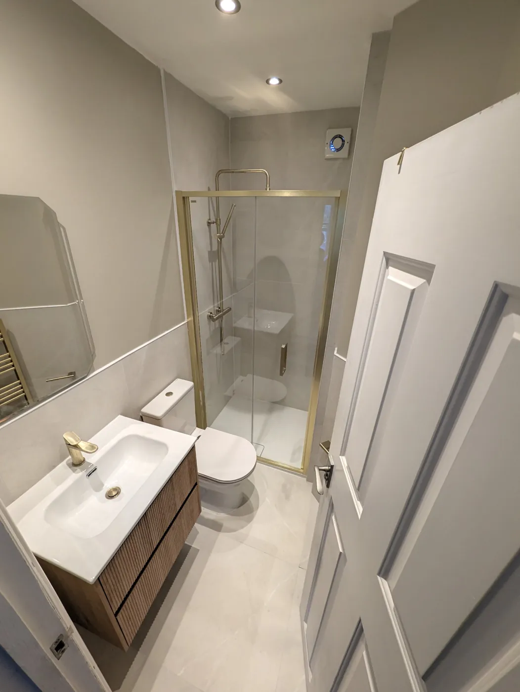 Finished Lille Road shower room viewed from the door