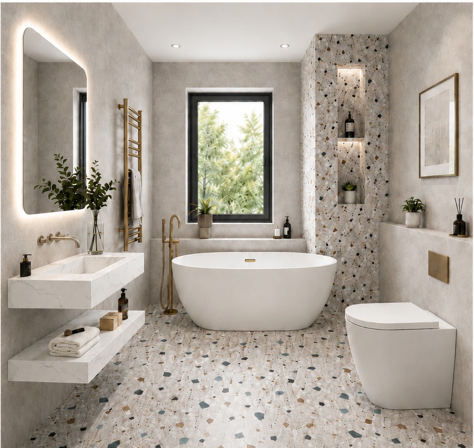 Terrazzo bathroom design concept