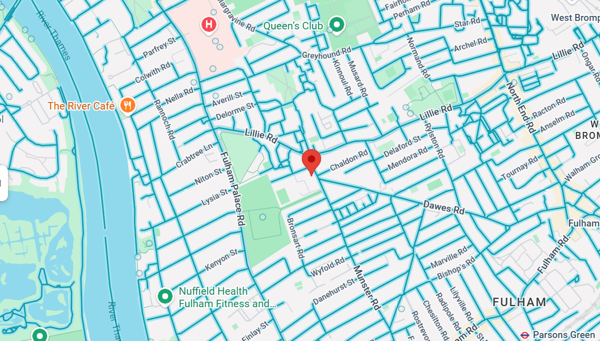 Map showing 287 Munster Road, Fulham, London SW6 6BW
